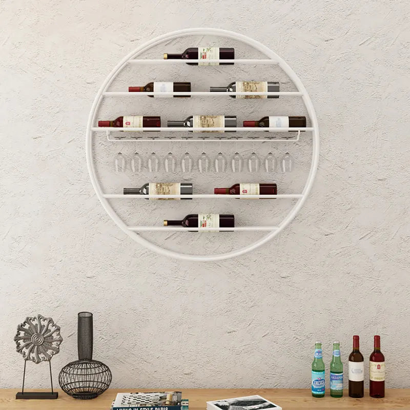 Modern Metal Round Wine Rack Wall Mounted Wine Glass Rack