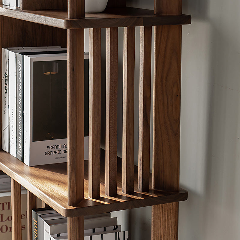 Large Natural Wooden Geometric Bookshelf
