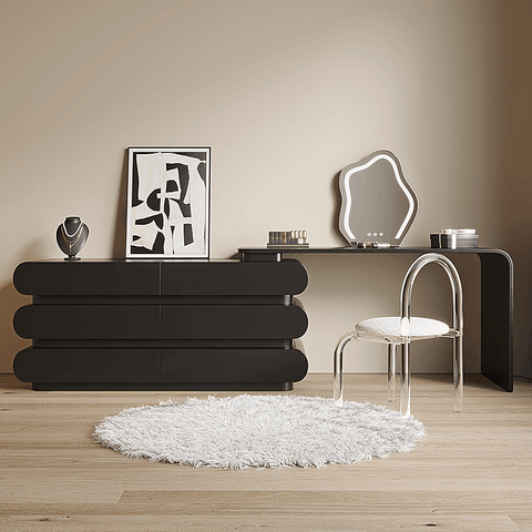 Creative Retractable Wooden Makeup Vanity with Drawers